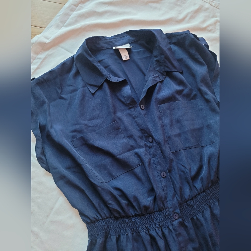 NWT 2X Pure Energy Navy Blue Military Dress stretch waist